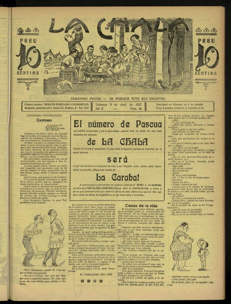 Miniatura de La Chala: semanari festiu, de 9 de abril de 1927, nº 46
