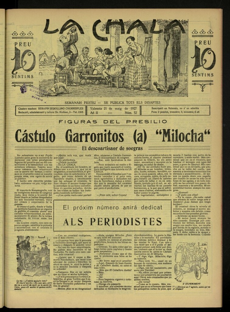 Miniatura de La Chala: semanari festiu, de 21 de mayo de 1927, nº 52