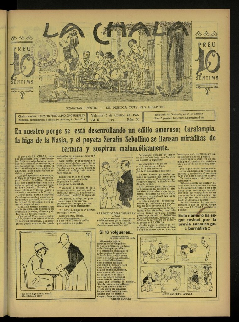 Miniatura de La Chala: semanari festiu, de 2 de julio de 1927, nº 58