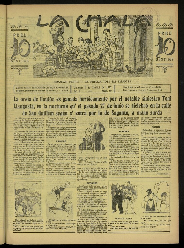 Miniatura de La Chala: semanari festiu, de 9 de julio de 1927, nº 59