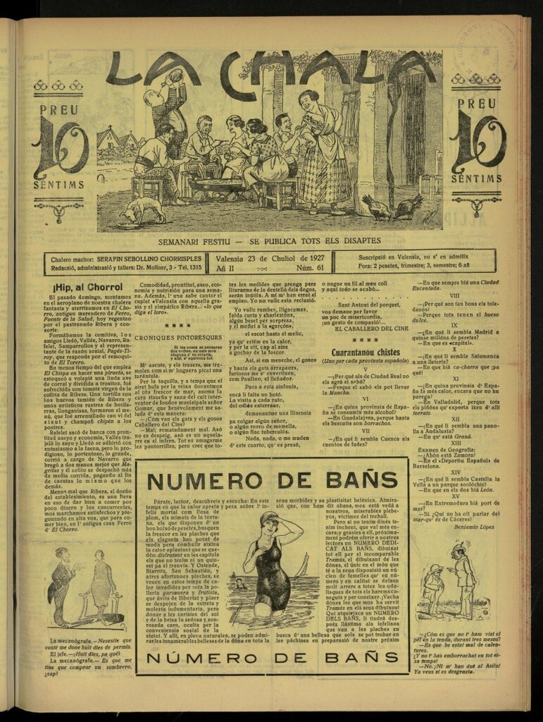 Miniatura de La Chala: semanari festiu, de 23 de julio de 1927, nº 61