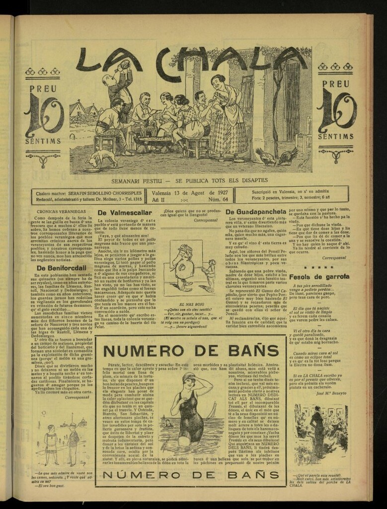 Miniatura de La Chala: semanari festiu, de 13 de agosto de 1927, nº 64