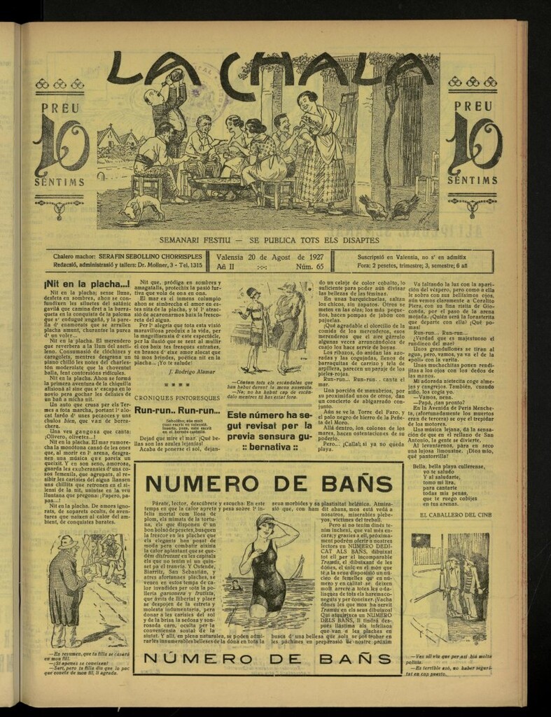 Miniatura de La Chala: semanari festiu, de 20 de agosto de 1927, nº 65