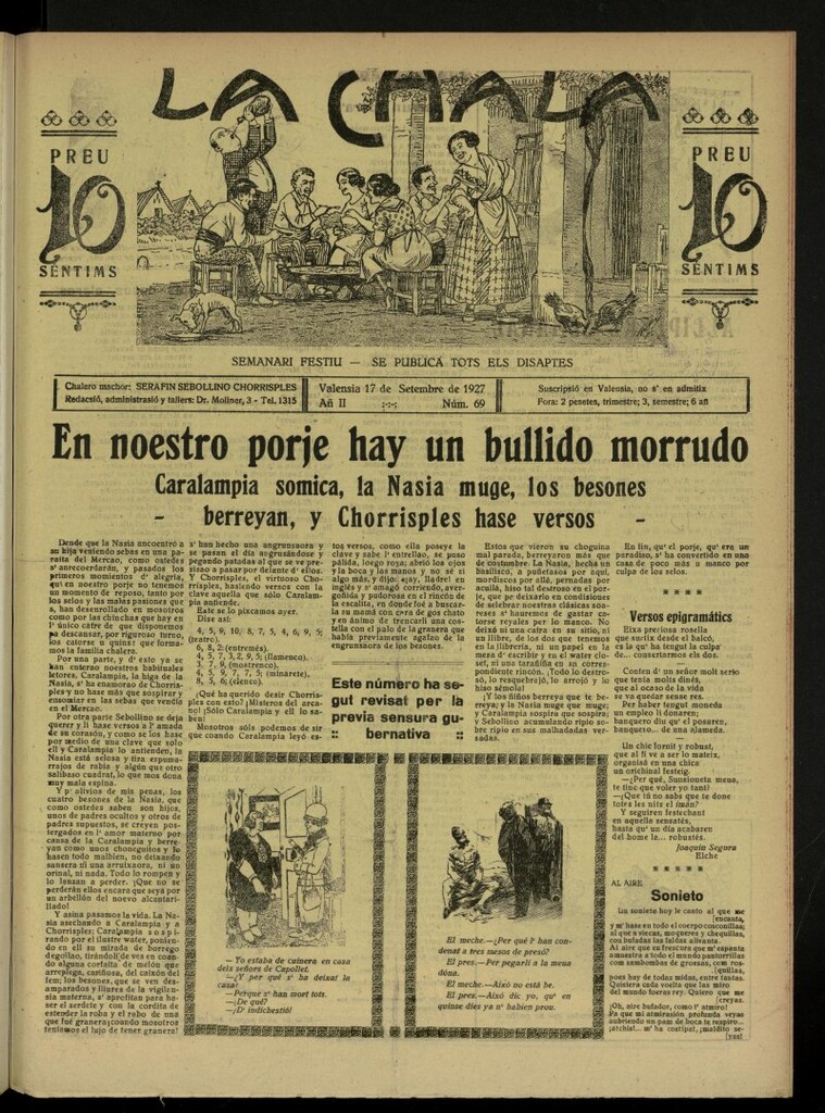 Miniatura de La Chala: semanari festiu, de 17 de septiembre de 1927, nº 69