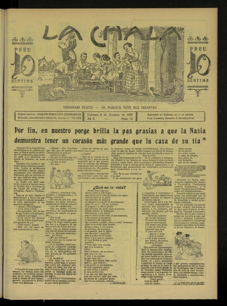 Miniatura de La Chala: semanari festiu, de 8 de octubre de 1927, nº 72