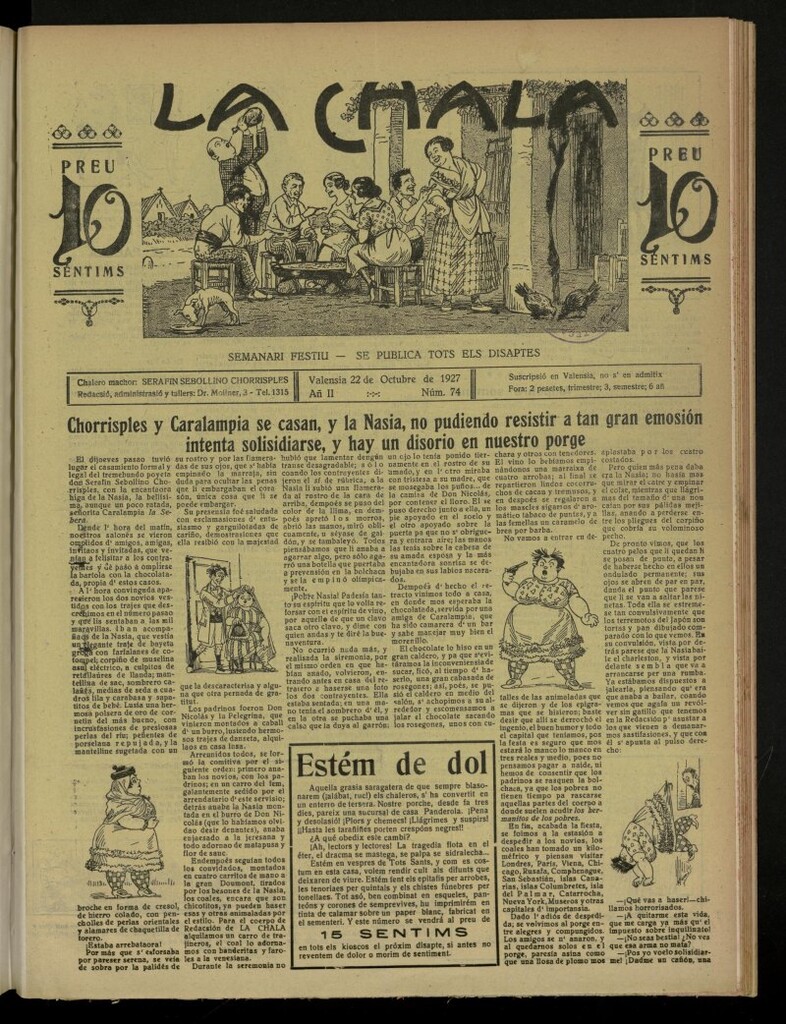 Miniatura de La Chala: semanari festiu, de 22 de octubre de 1927, nº 74