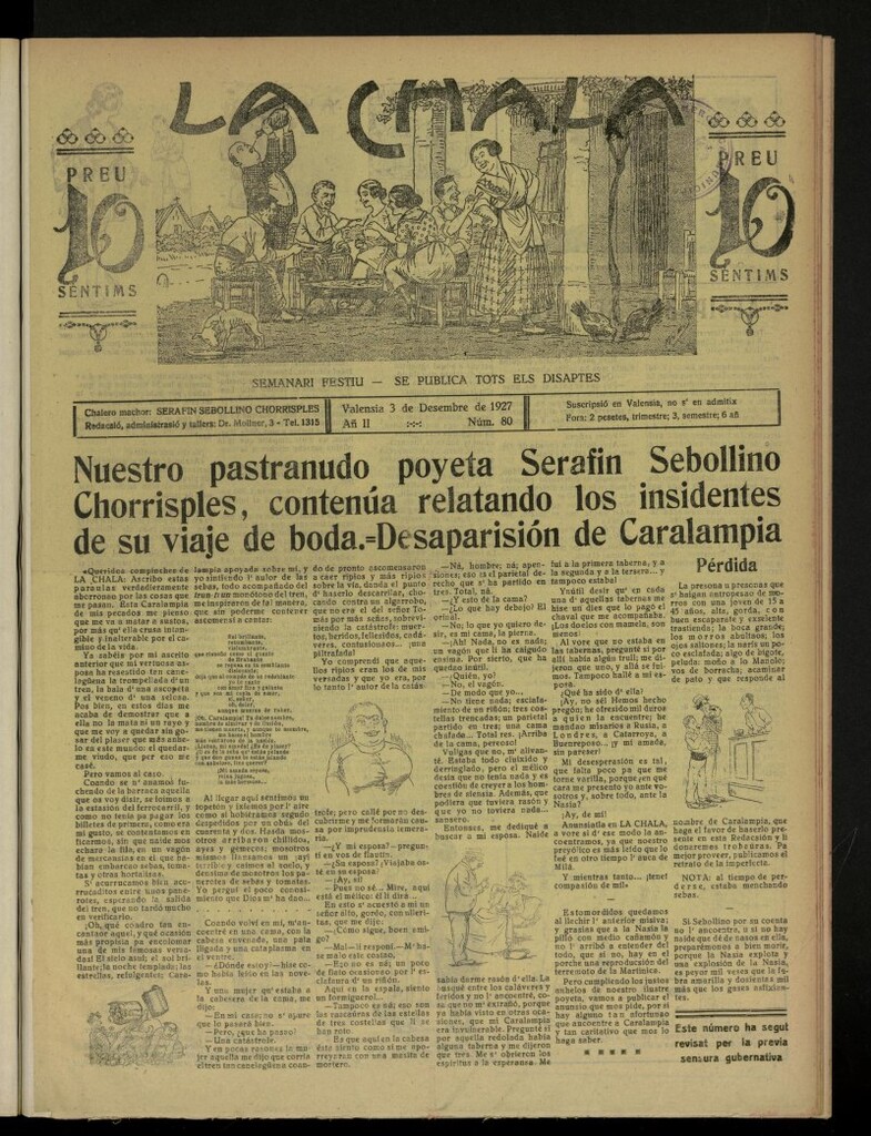 Miniatura de La Chala: semanari festiu, de 3 de diciembre de 1927, nº 80
