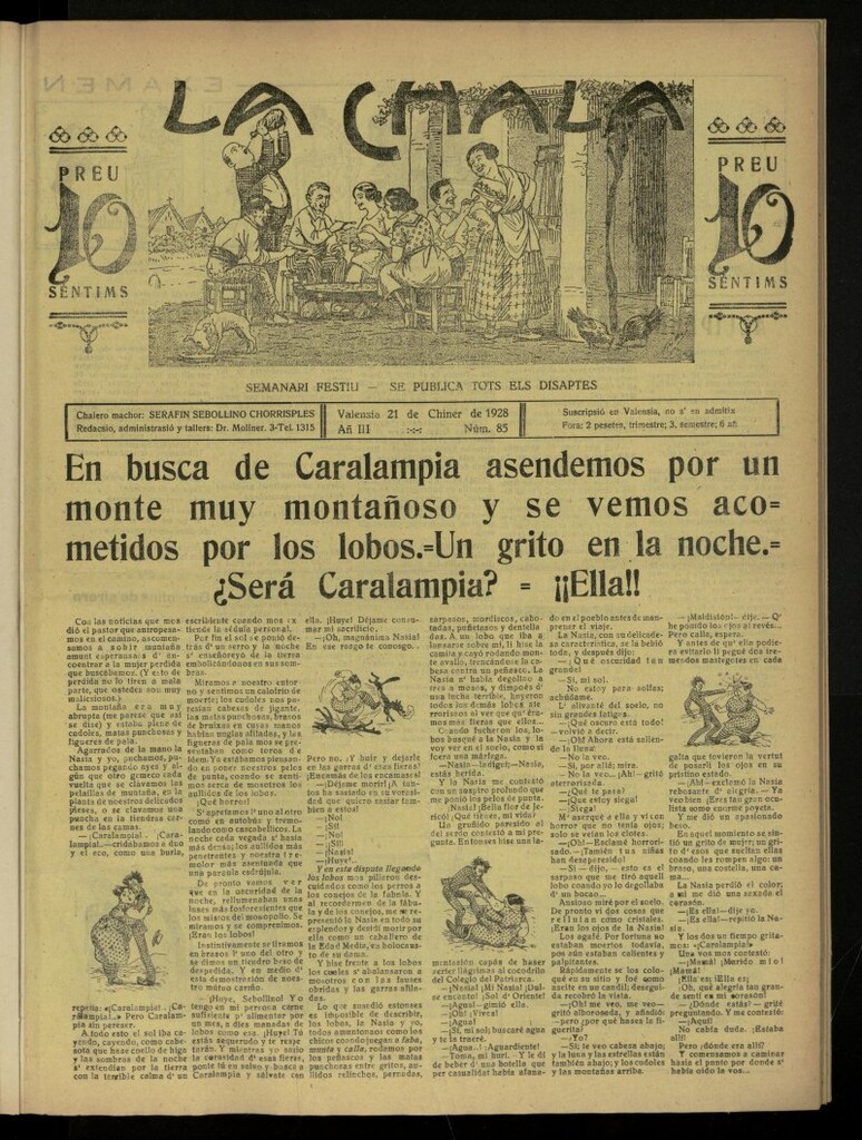 Miniatura de La Chala: semanari festiu, de 21 de enero de 1928, nº 85