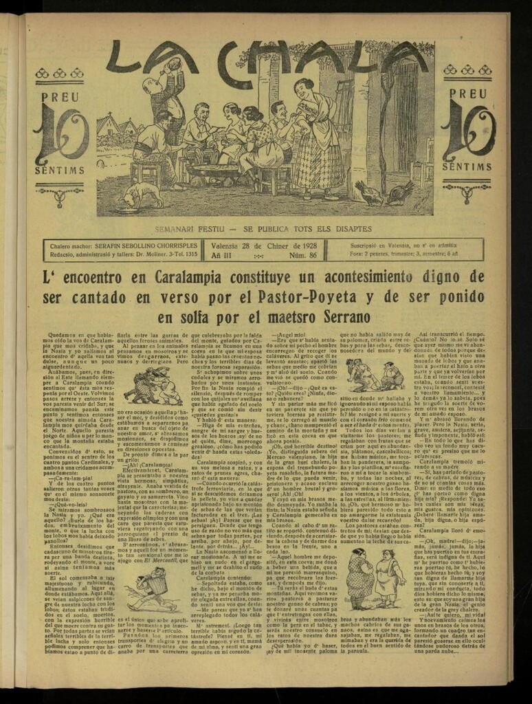 Miniatura de La Chala: semanari festiu, de 28 de enero de 1928, nº 86