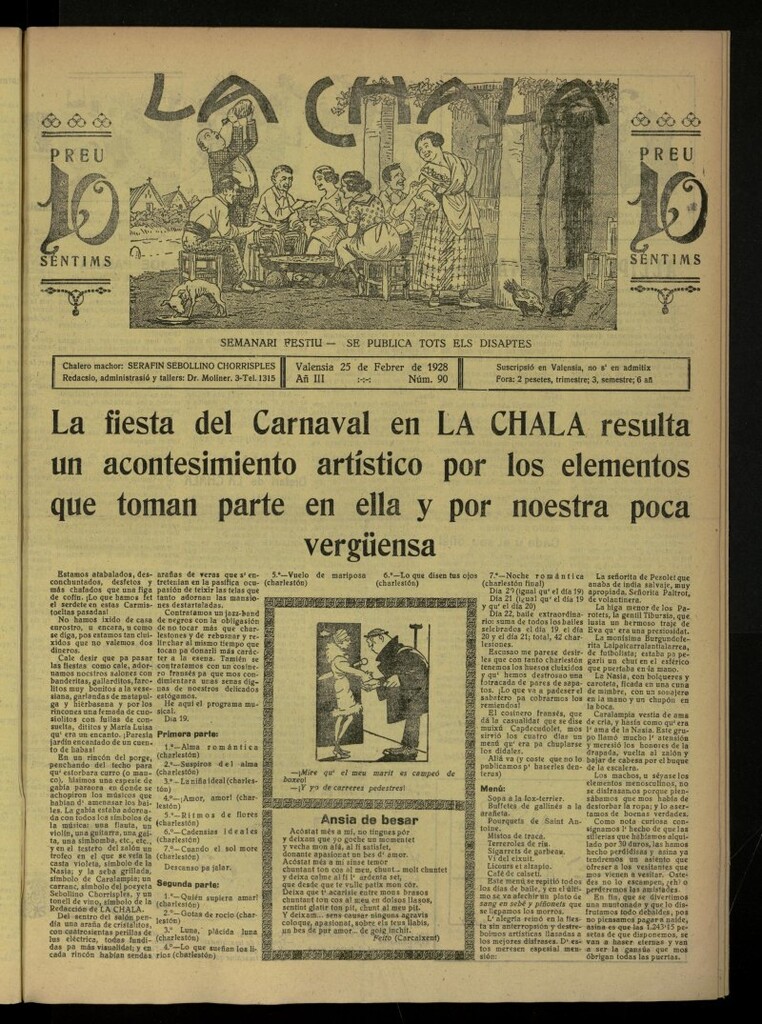 Miniatura de La Chala: semanari festiu, de 25 de febrero de 1928, nº 90