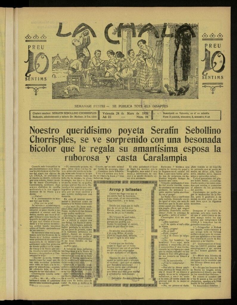 Miniatura de La Chala: semanari festiu, de 24 de marzo de 1928, nº 94