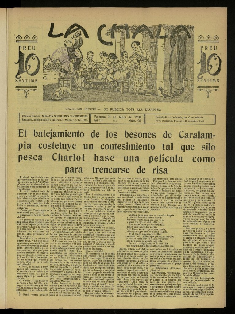 Miniatura de La Chala: semanari festiu, de 31 de marzo de 1928, nº 95