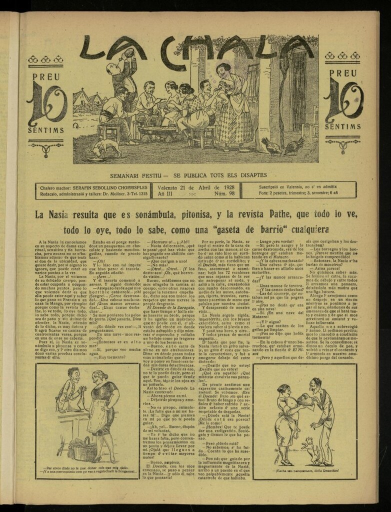 Miniatura de La Chala: semanari festiu, de 21 de abril de 1928, nº 98