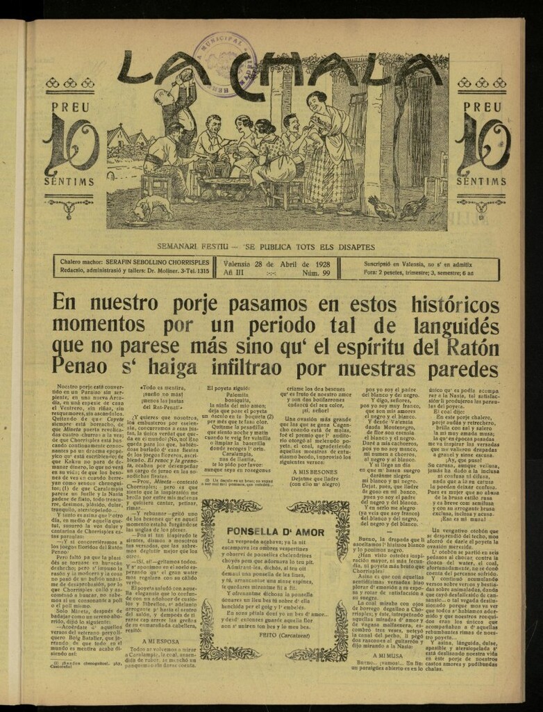 Miniatura de La Chala: semanari festiu, de 28 de abril de 1928, nº 99