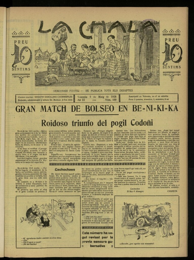 Miniatura de La Chala: semanari festiu, de 5 de mayo de 1928, nº 100