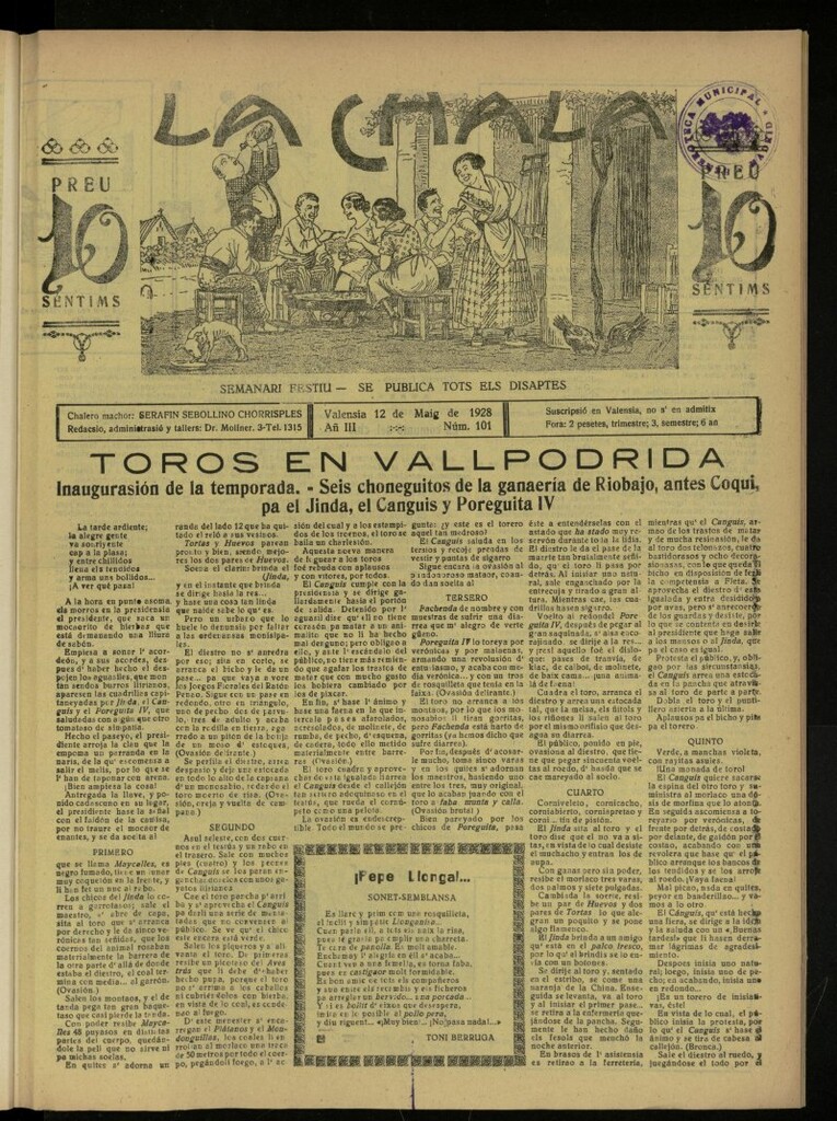 Miniatura de La Chala: semanari festiu, de 12 de mayo de 1928, nº 101