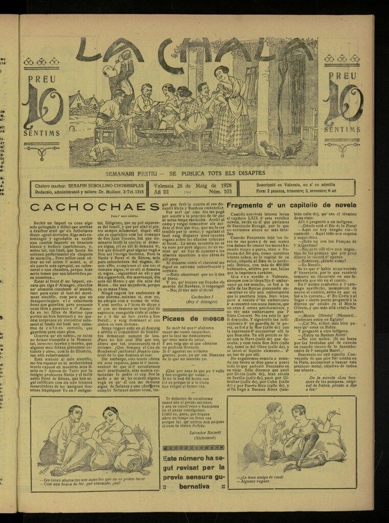 Miniatura de La Chala: semanari festiu, de 26 de mayo de 1928, nº 103