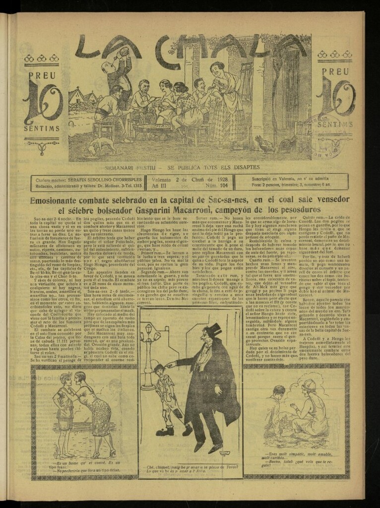 Miniatura de La Chala: semanari festiu, de 2 de junio de 1928, nº 104