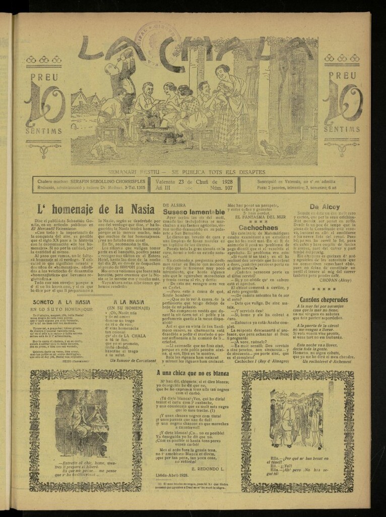 Miniatura de La Chala: semanari festiu, de 23 de junio de 1928, nº 107