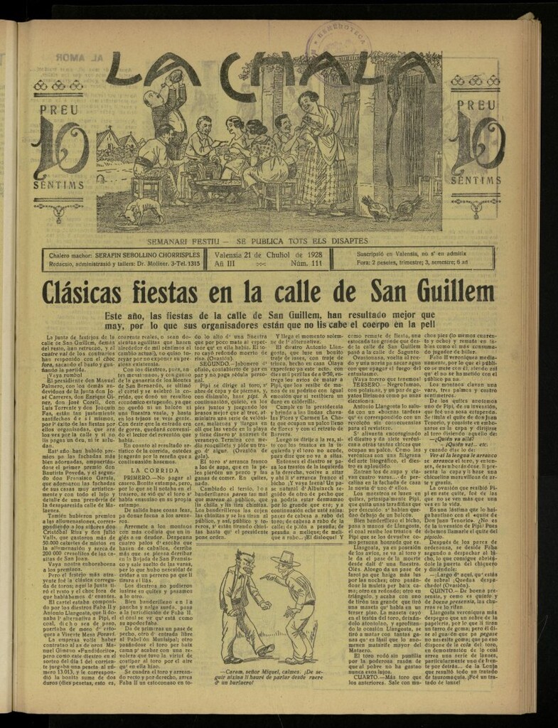 Miniatura de La Chala: semanari festiu, de 21 de julio de 1928, nº 111