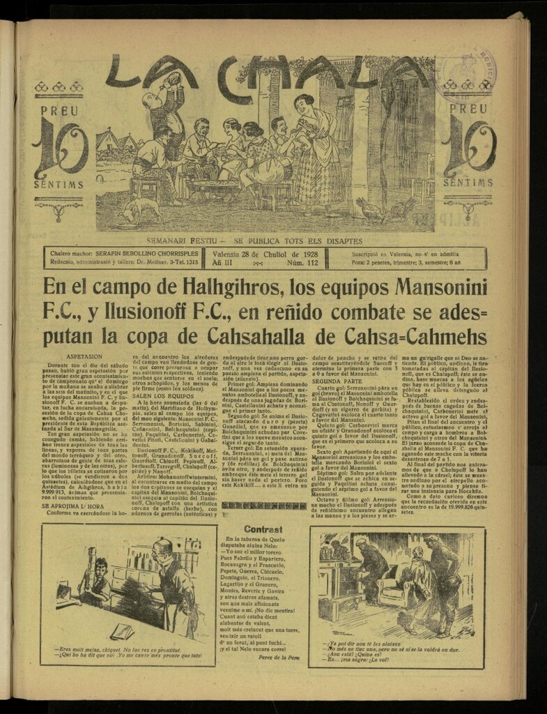 Miniatura de La Chala: semanari festiu, de 28 de julio de 1928, nº 112
