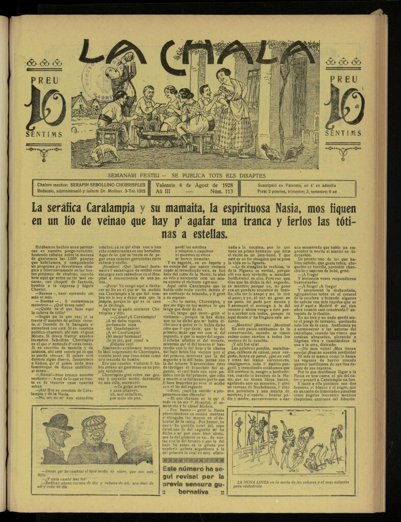 Miniatura de La Chala: semanari festiu, de 4 de agosto de 1928, nº 113