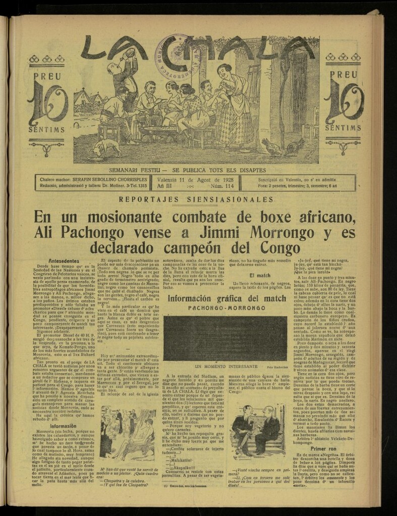 Miniatura de La Chala: semanari festiu, de 11 de agosto de 1928, nº 114