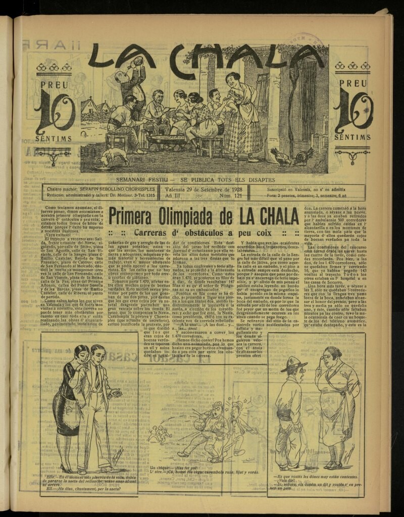 Miniatura de La Chala: semanari festiu, de 29 de septiembre de 1928, nº 121