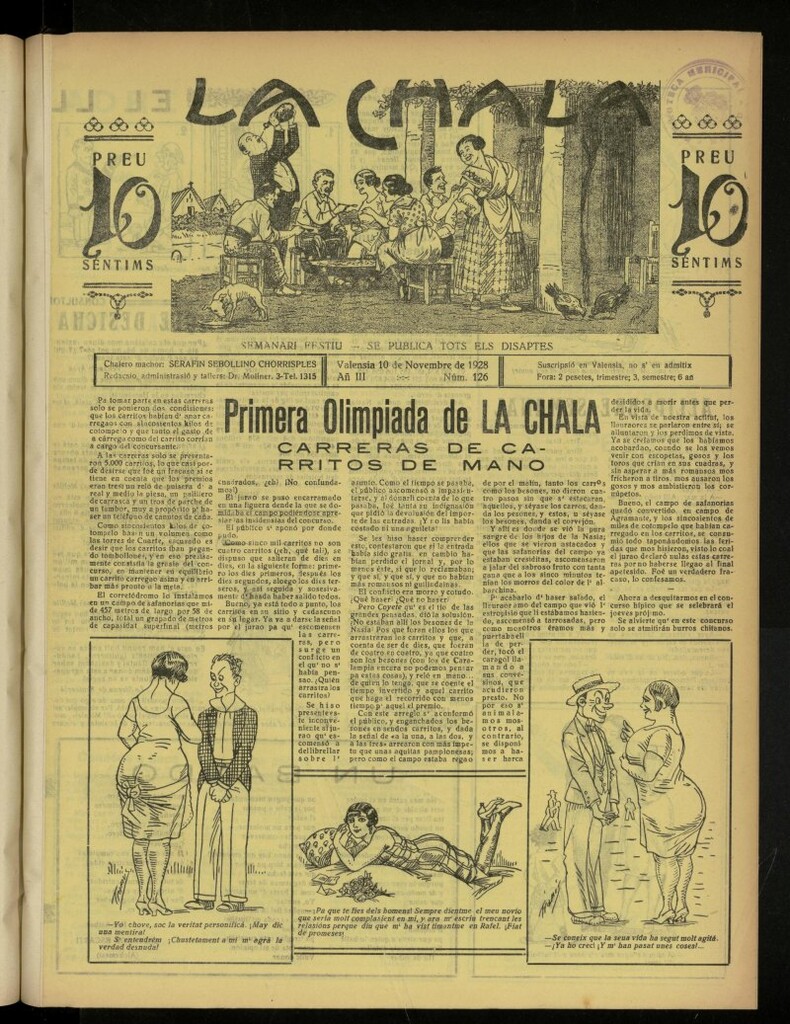Miniatura de La Chala: semanari festiu, de 10 de noviembre de 1928, nº 126