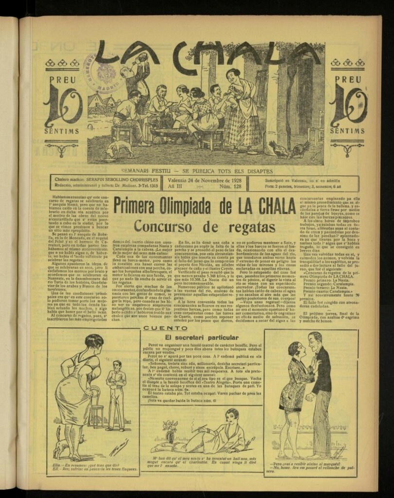 Miniatura de La Chala: semanari festiu, de 24 de noviembre de 1928, nº 128