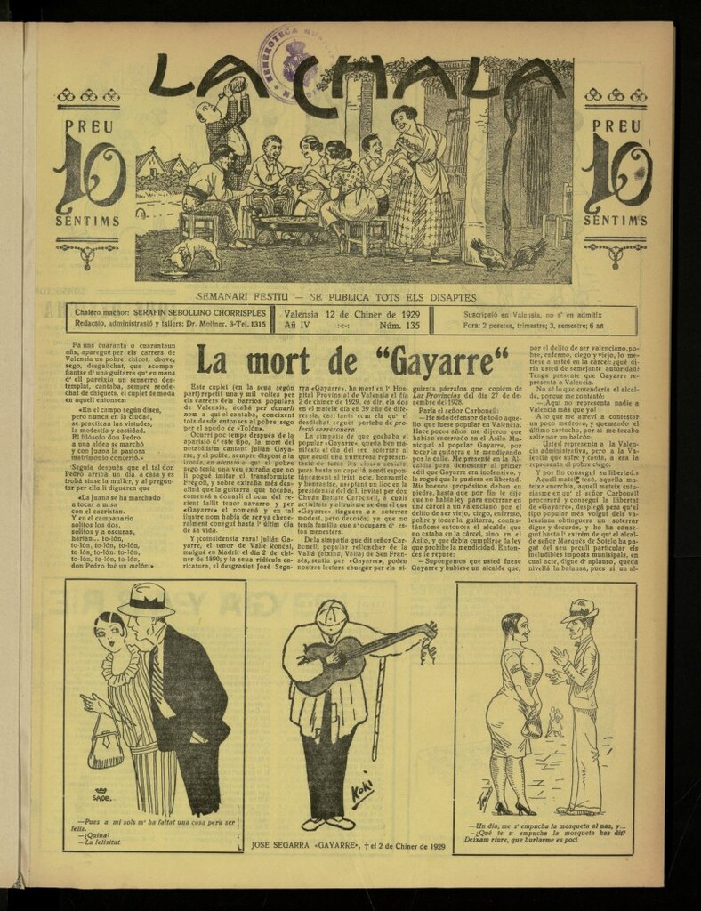 Miniatura de La Chala: semanari festiu, de 12 de enero de 1929, nº 135