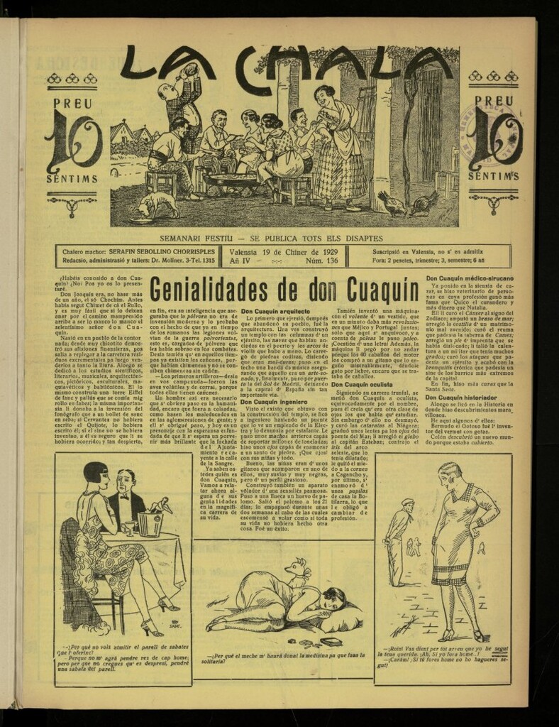 Miniatura de La Chala: semanari festiu, de 19 de enero de 1929, nº 136