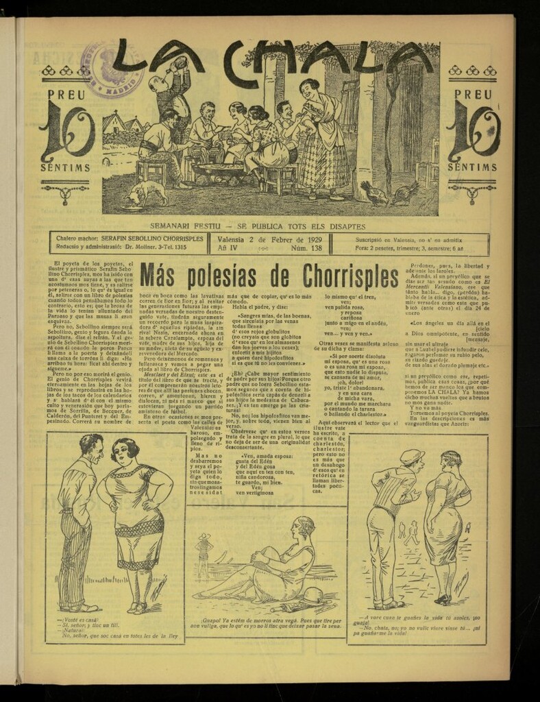 Miniatura de La Chala: semanari festiu, de 2 de febrero de 1929, nº 138