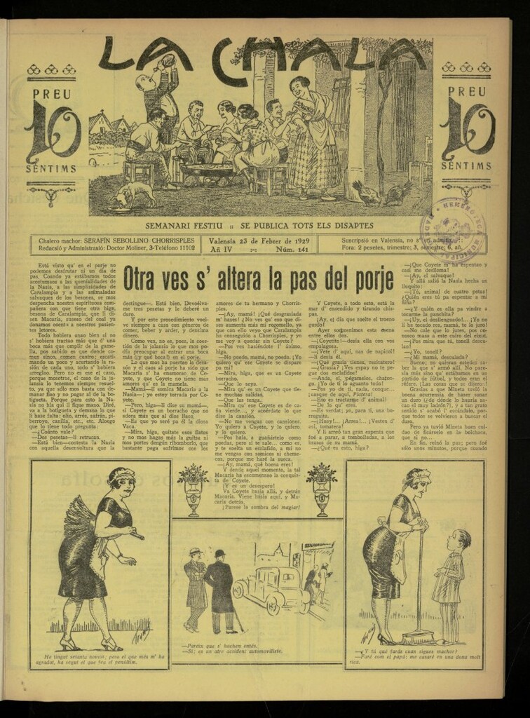 Miniatura de La Chala: semanari festiu, de 23 de febrero de 1929, nº 141
