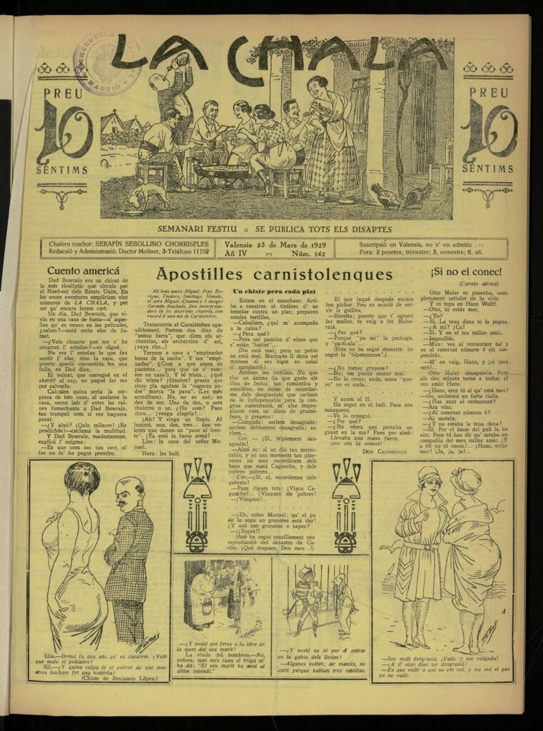 Miniatura de La Chala: semanari festiu, de 23 de marzo de 1929, nº 142