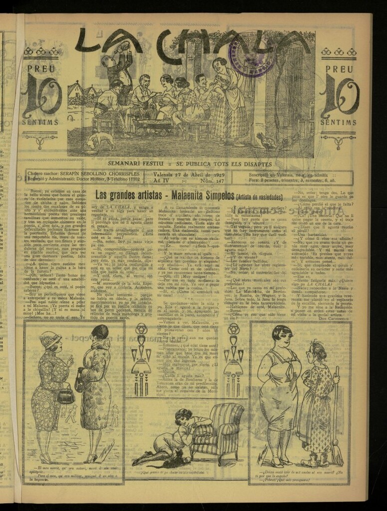 Miniatura de La Chala: semanari festiu, de 27 de abril de 1929, nº 147