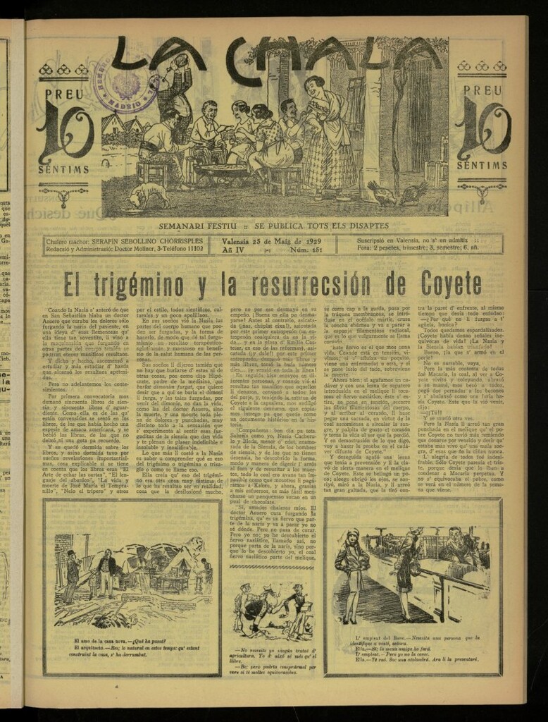 Miniatura de La Chala: semanari festiu, de 25 de mayo de 1929, nº 151
