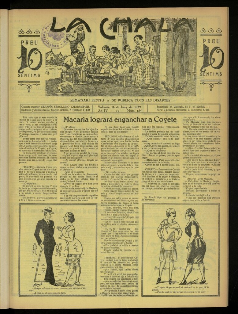 Miniatura de La Chala: semanari festiu, de 15 de junio de 1929, nº 154