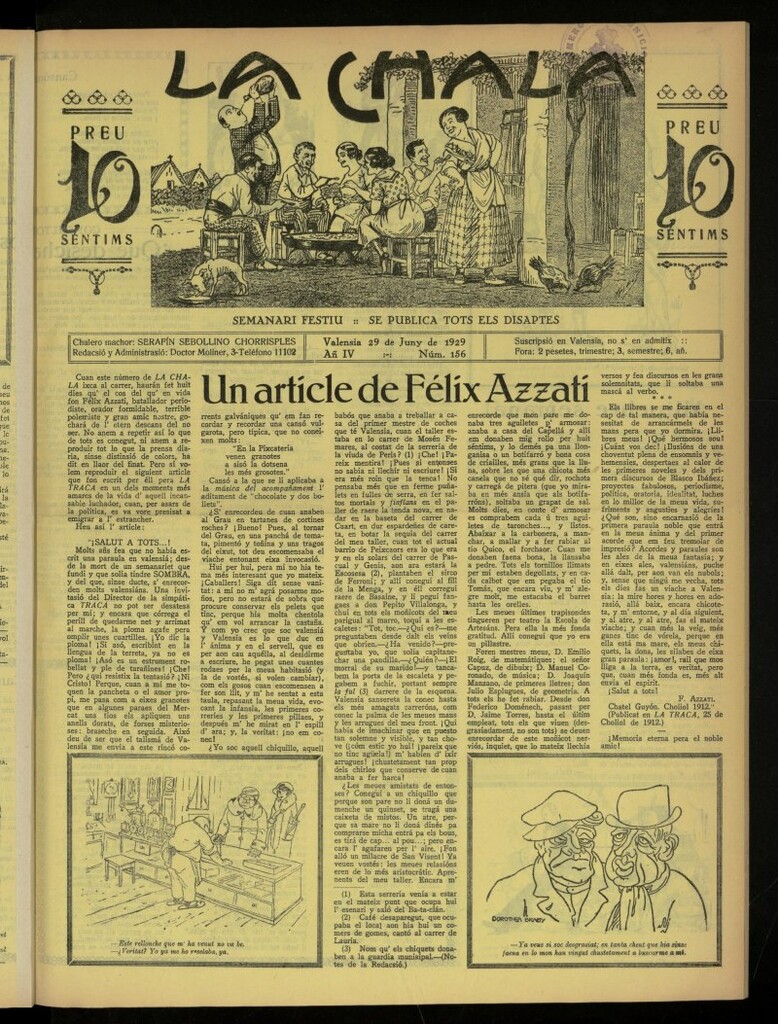 Miniatura de La Chala: semanari festiu, de 29 de junio de 1929, nº 156