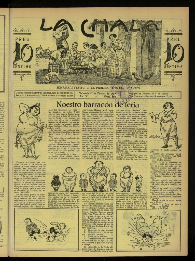 Miniatura de La Chala: semanari festiu, de 27 de julio de 1929, nº 160