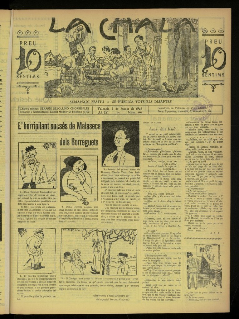 Miniatura de La Chala: semanari festiu, de 3 de agosto de 1929, nº 161