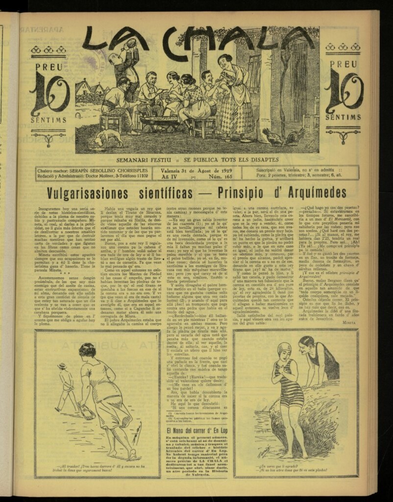Miniatura de La Chala: semanari festiu, de 31 de agosto de 1929, nº 165