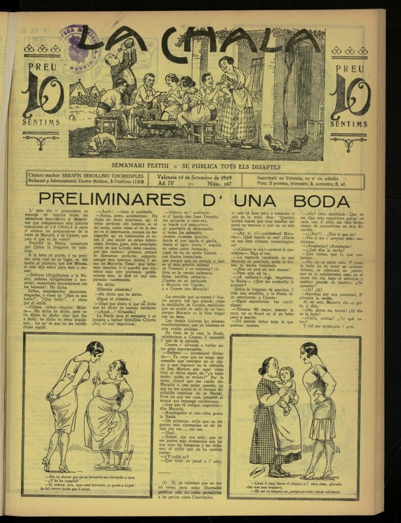 Miniatura de La Chala: semanari festiu, de 14 de septiembre de 1929, nº 167