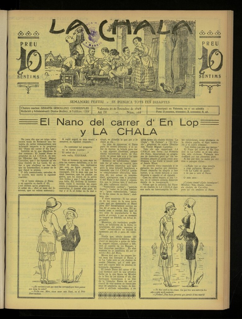 Miniatura de La Chala: semanari festiu, de 21 de septiembre de 1929, nº 168