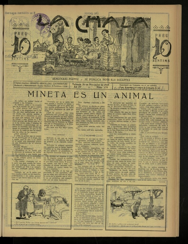 Miniatura de La Chala: semanari festiu, de 30 de noviembre de 1929, nº 178