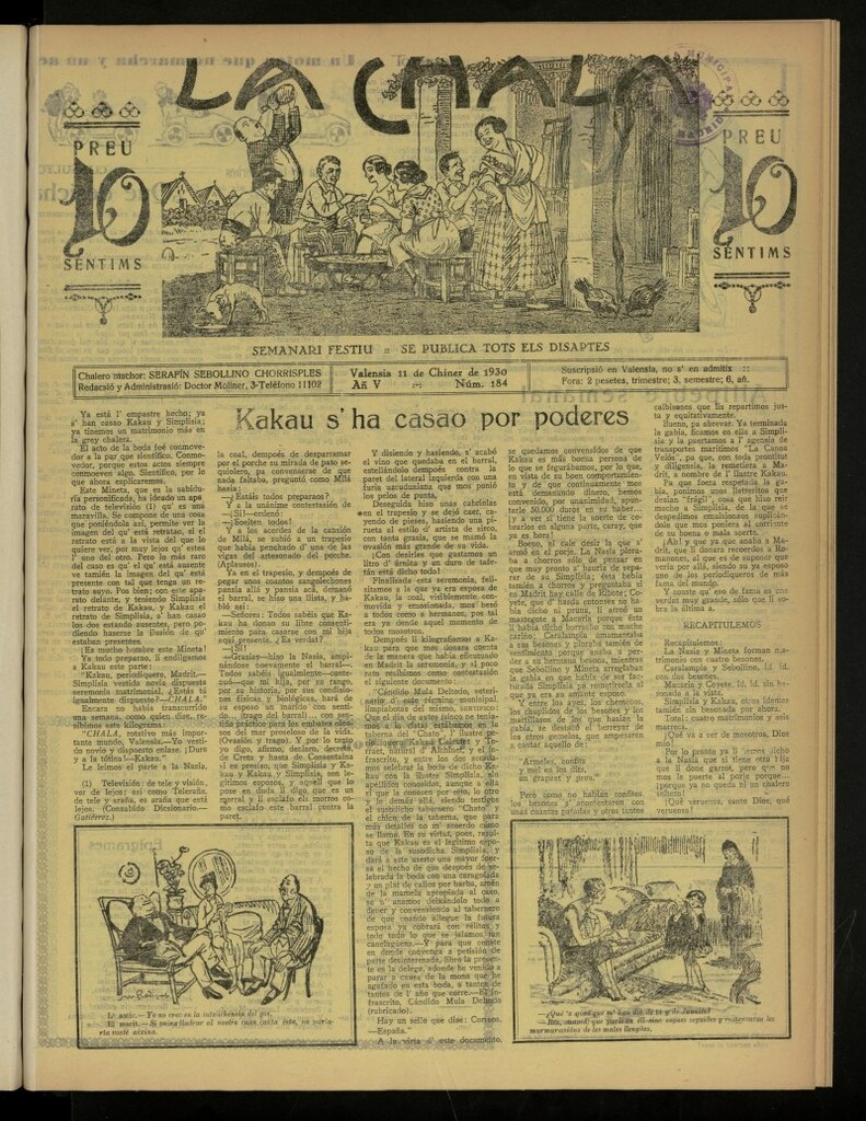 Miniatura de La Chala: semanari festiu, de 11 de enero de 1930, nº 184