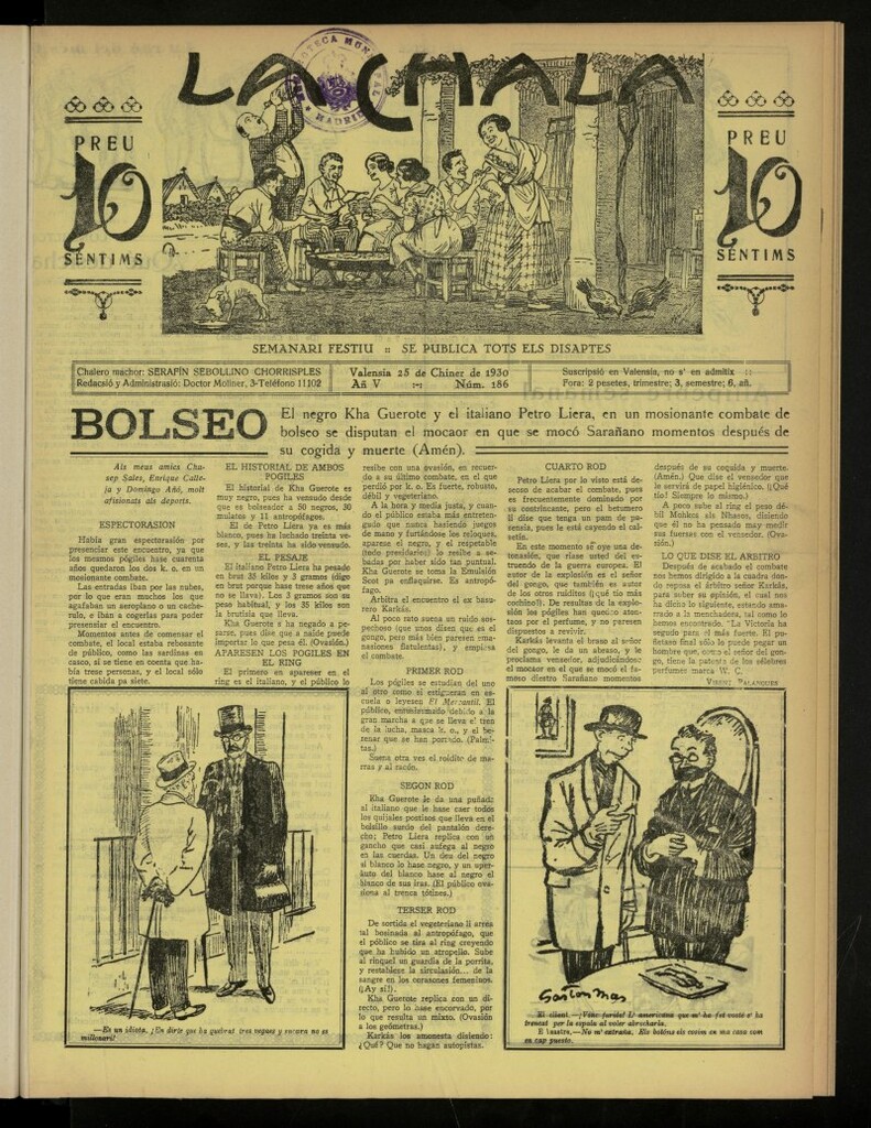 Miniatura de La Chala: semanari festiu, de 25 de enero de 1930, nº 186