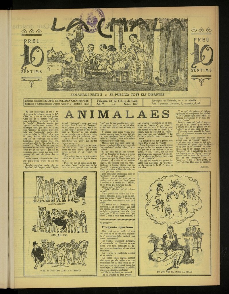 Miniatura de La Chala: semanari festiu, de 22 de febrero de 1930, nº 189