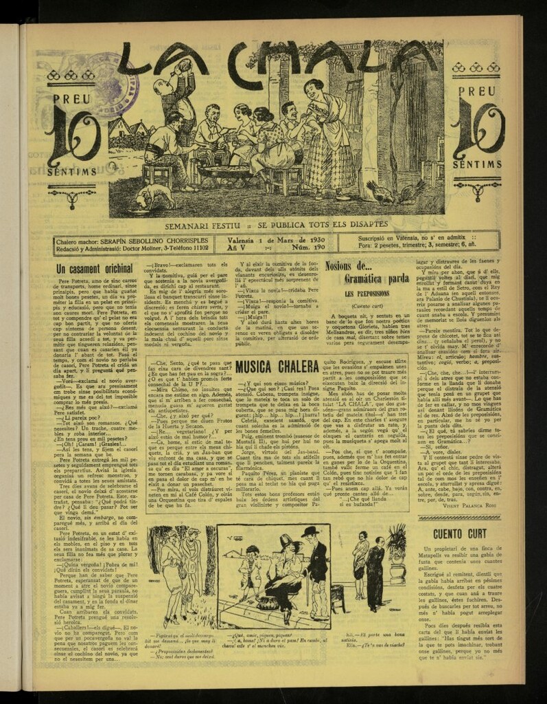 Miniatura de La Chala: semanari festiu, de 1 de marzo de 1930, nº 190