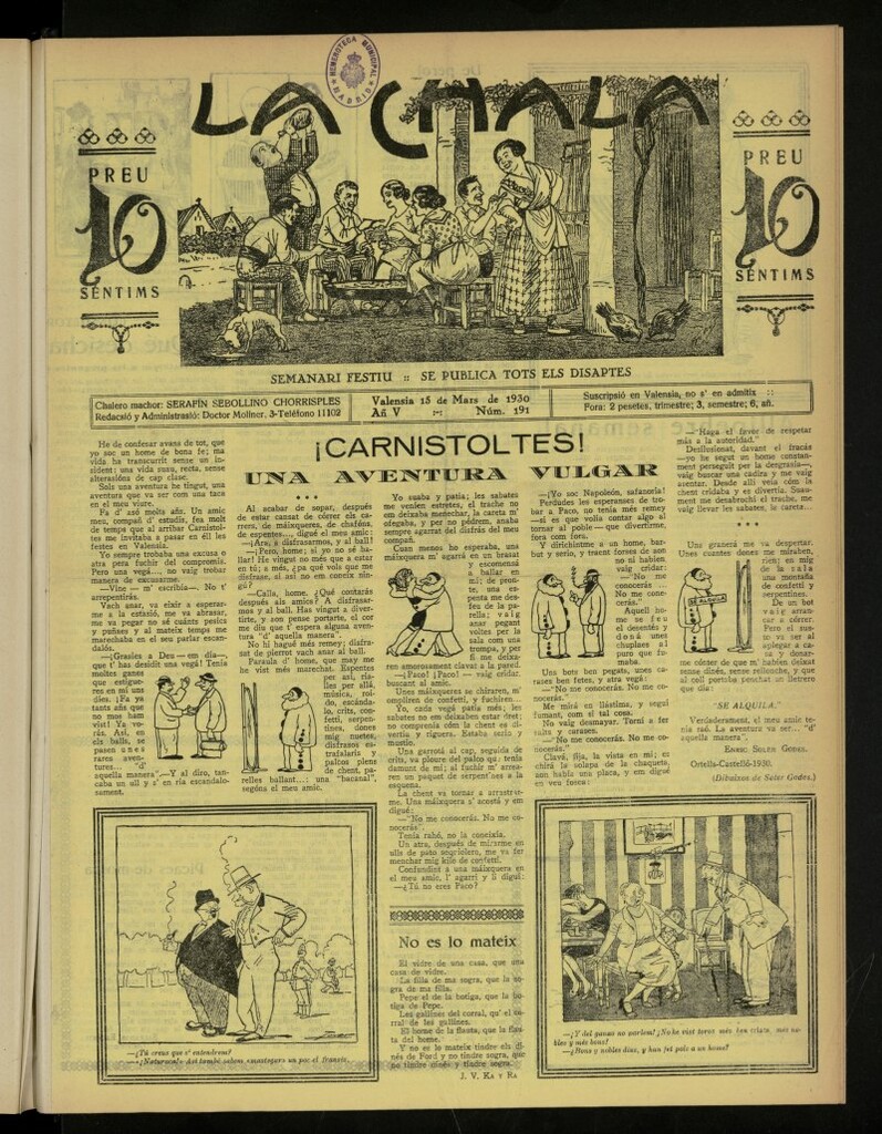 Miniatura de La Chala: semanari festiu, de 15 de marzo de 1930, nº 191